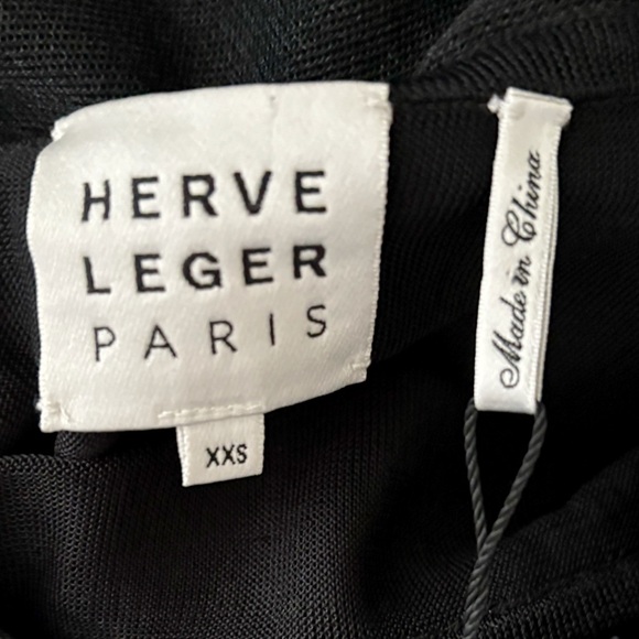 Herve Leger Black Puckered Ruffle Trim Mini Dress XXS NWT - Picture 4 of 7
